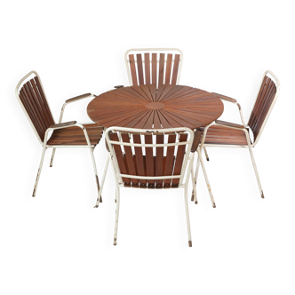 Ensemble de jardin chaises de jardin table BKS teck Vintage Scandi Design années 60