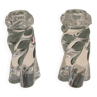 Pair of Baccarat Aladin crystal candlesticks