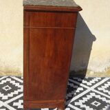 Nightstand with false drawers in walnut and marble, Louis Philippe