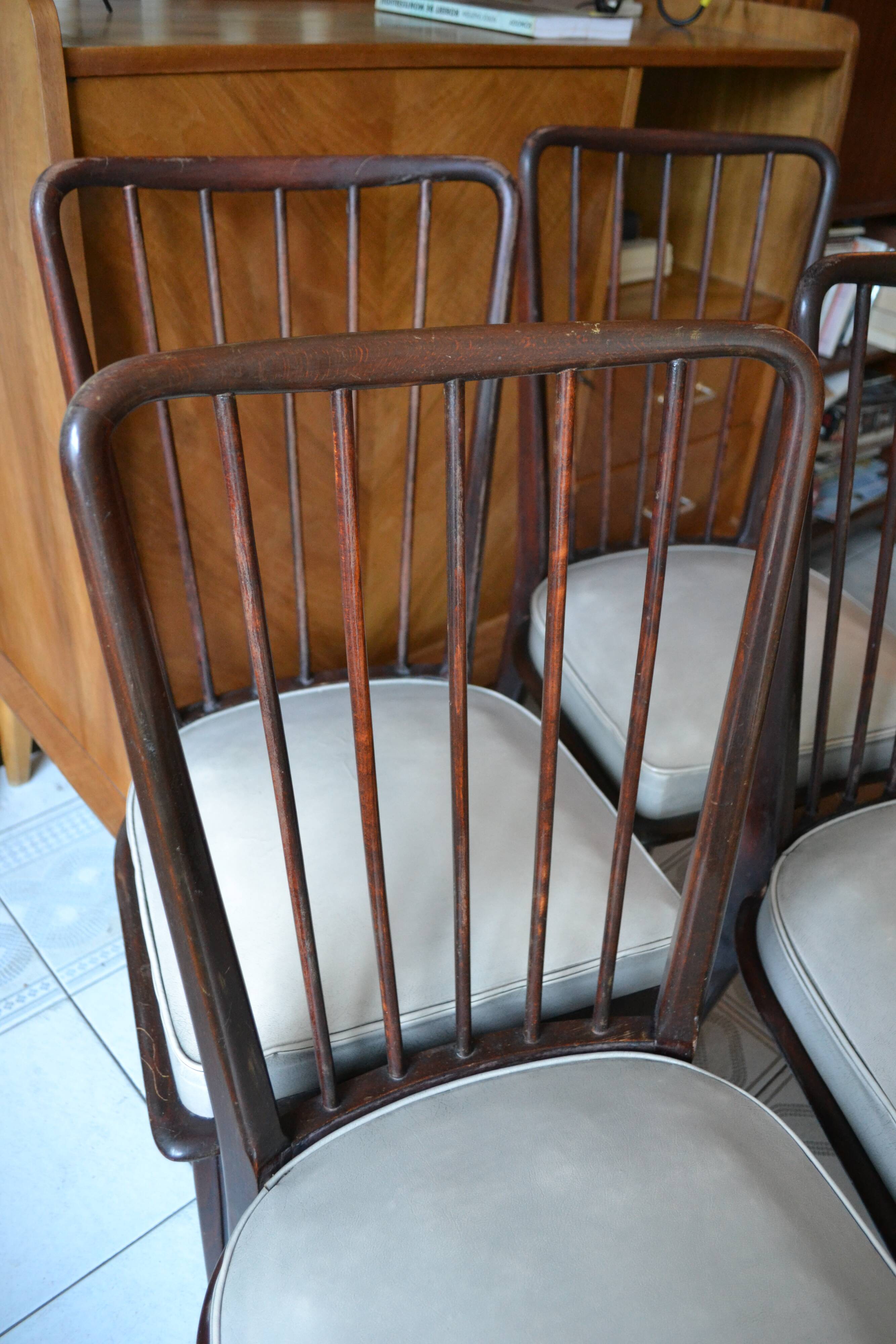 4 chairs Charles Ramos 60s solid beech