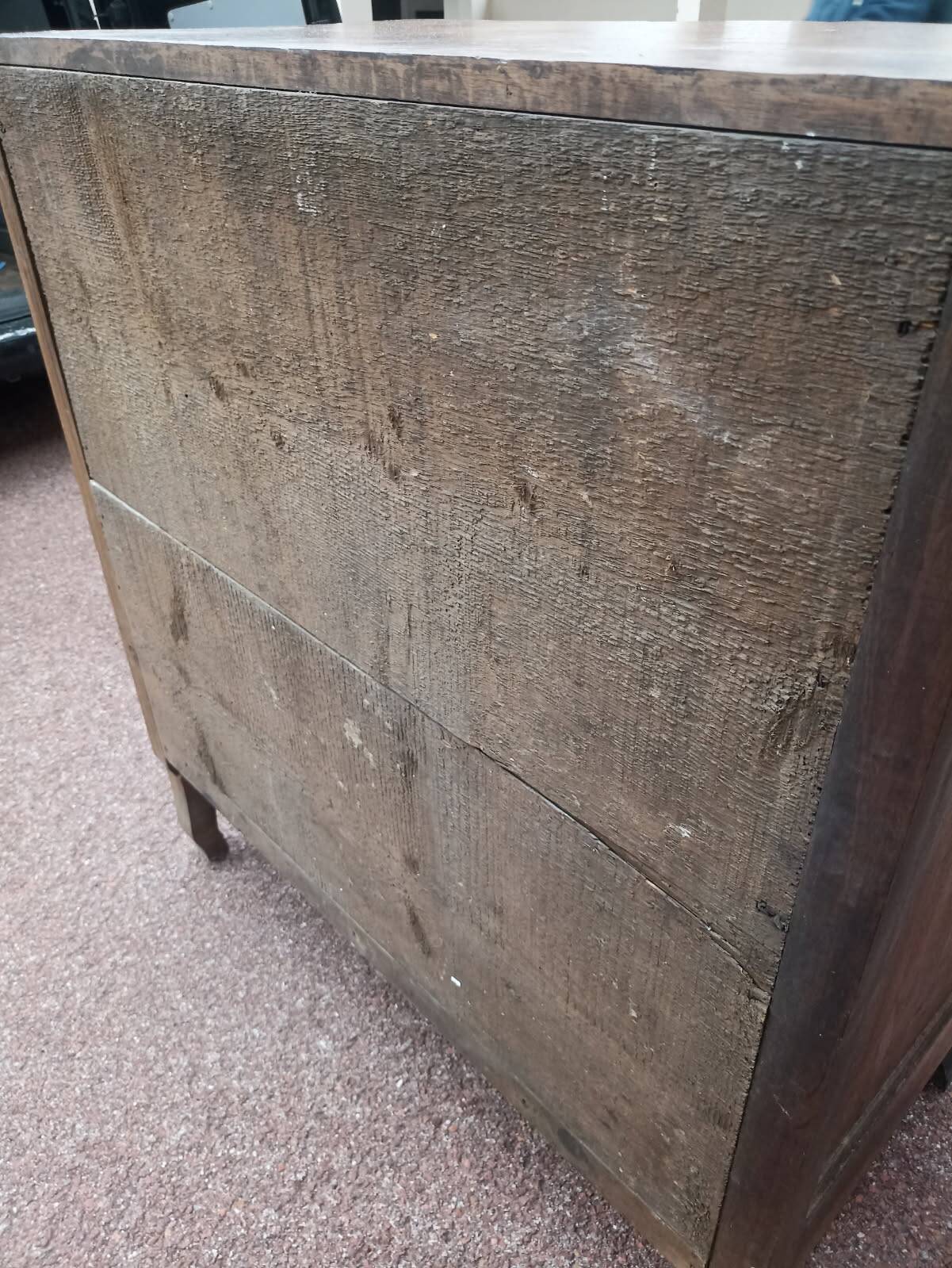 18th century crossbow chest of drawers, stamped