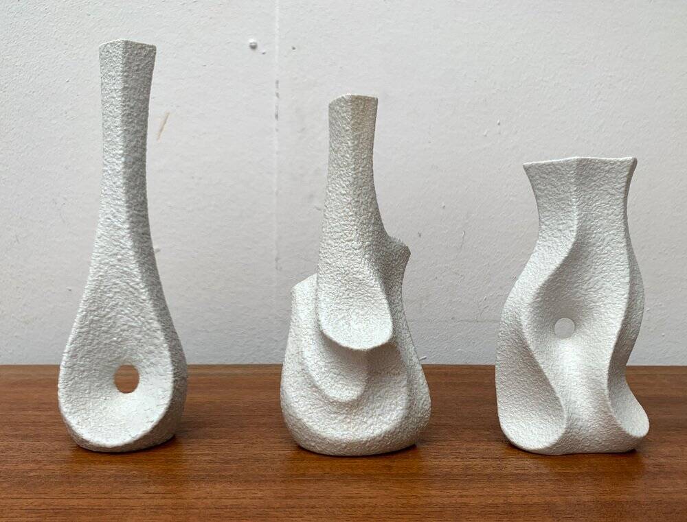 White sculptural vases by Peter Müller for Sgrafo Modern, 1960s, set of 6.