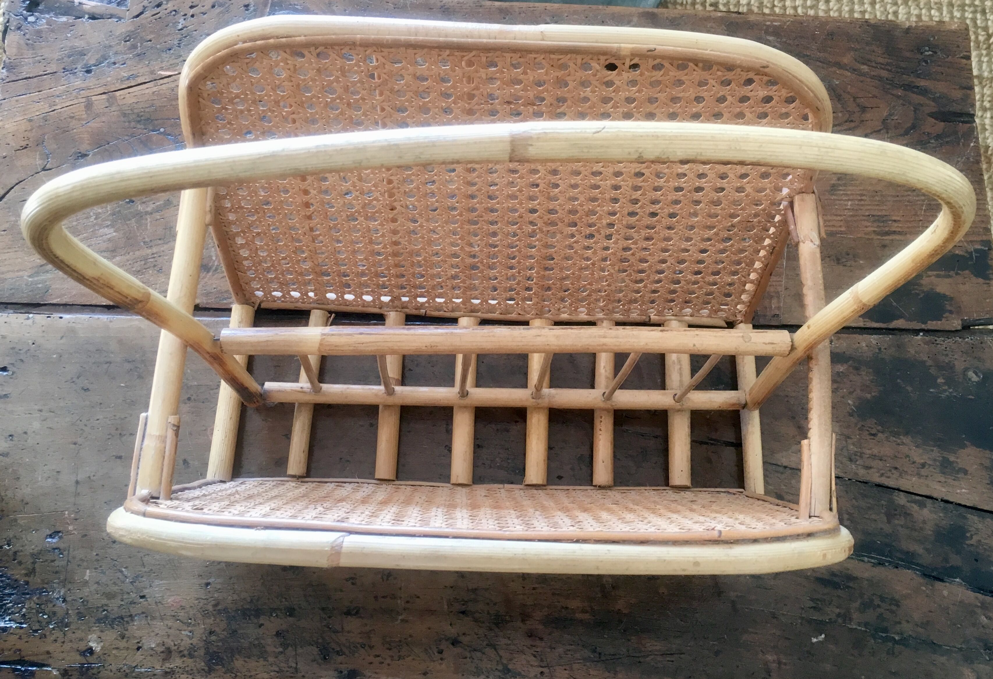 Rattan and caning Vintage magazine rack
