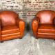 Vintage club armchair in camel leather