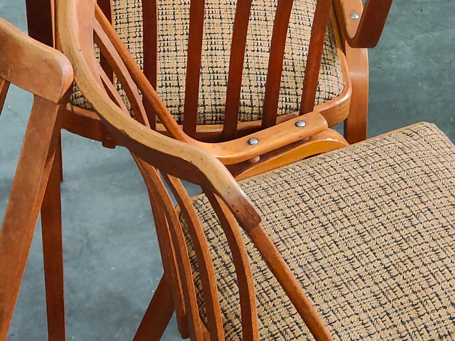 Set of 4 fabric chairs by Ton Bystrice 1960