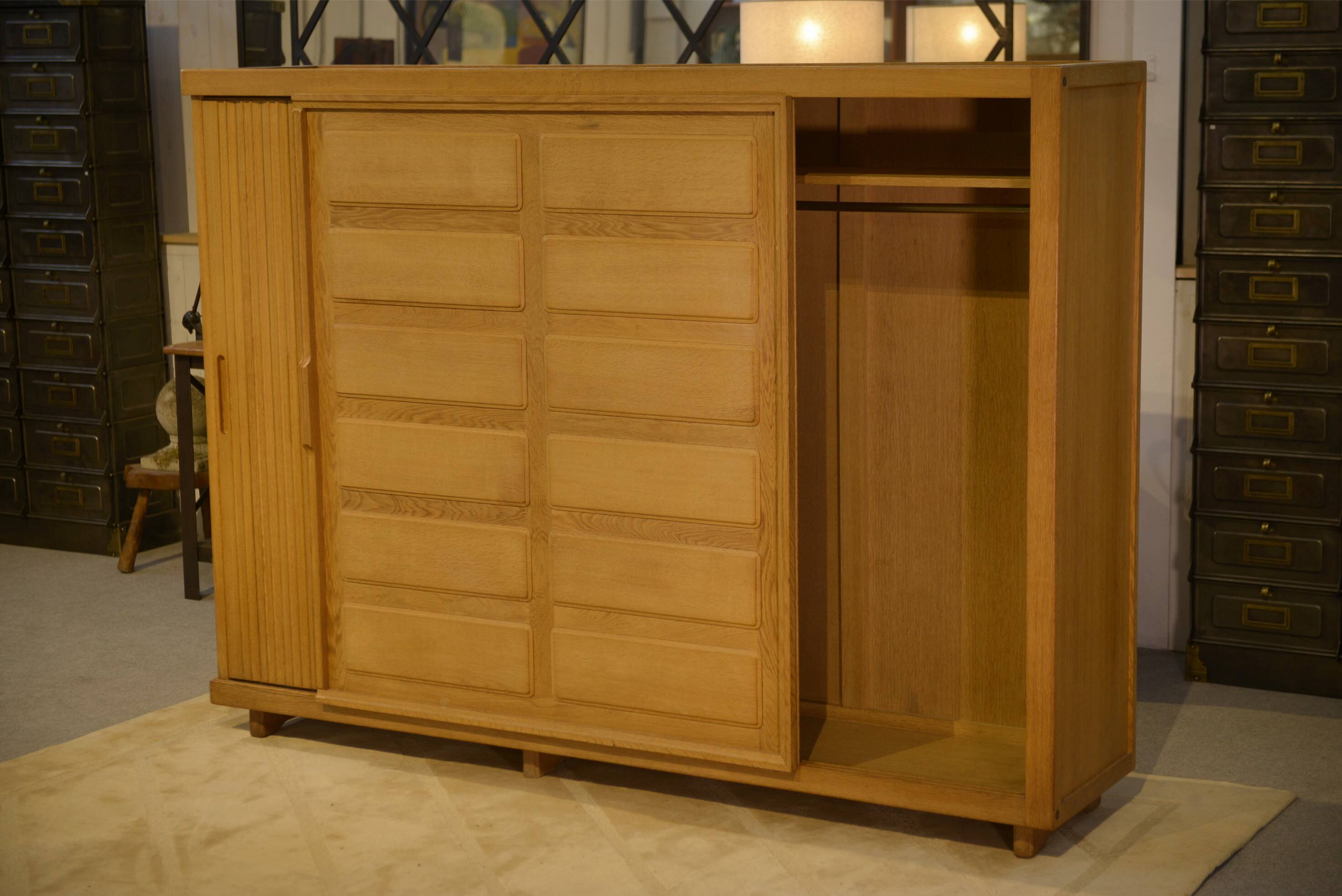 Oak wardrobe by Guillerme and Chambron 1950s