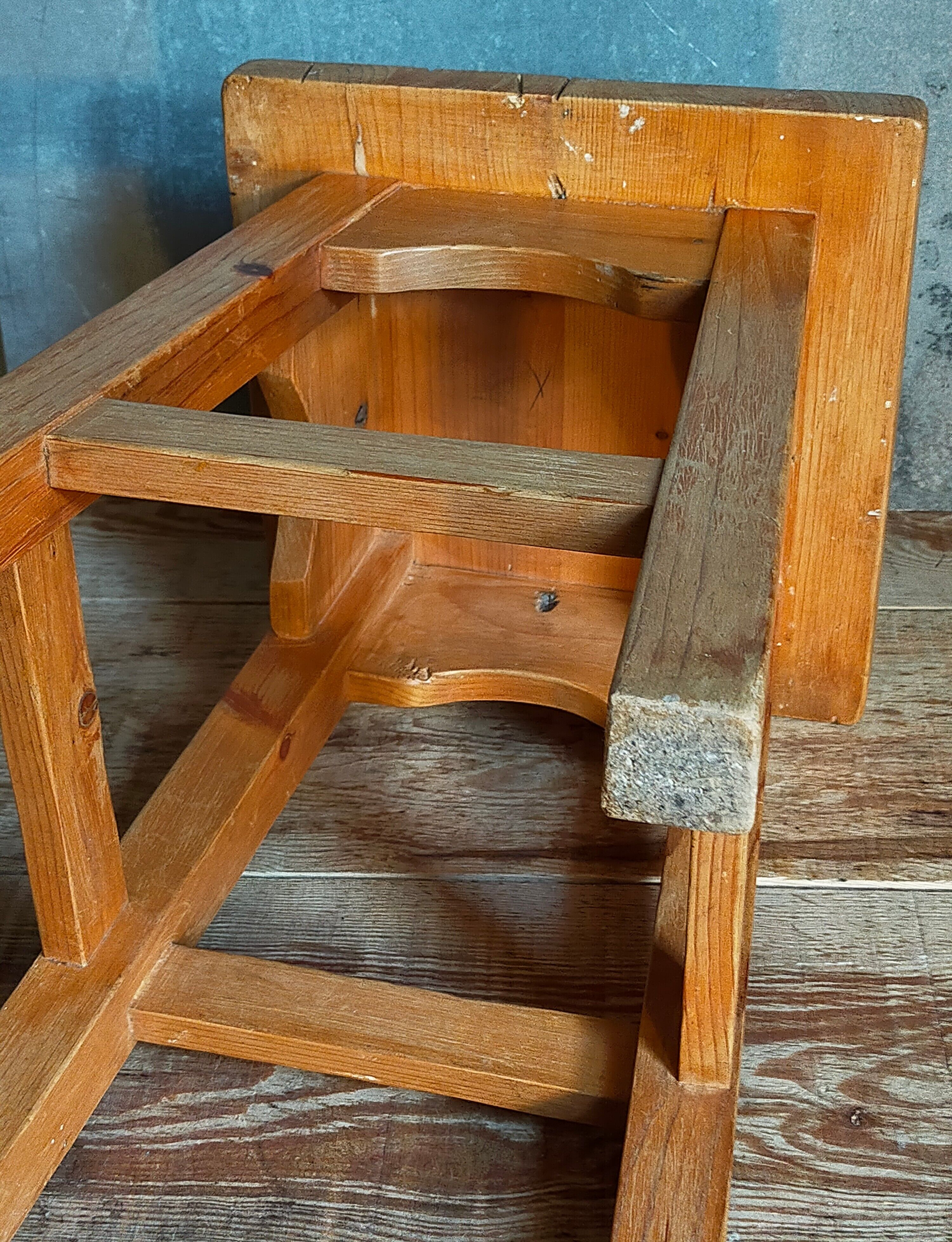 Vintage solid pine workshop stool