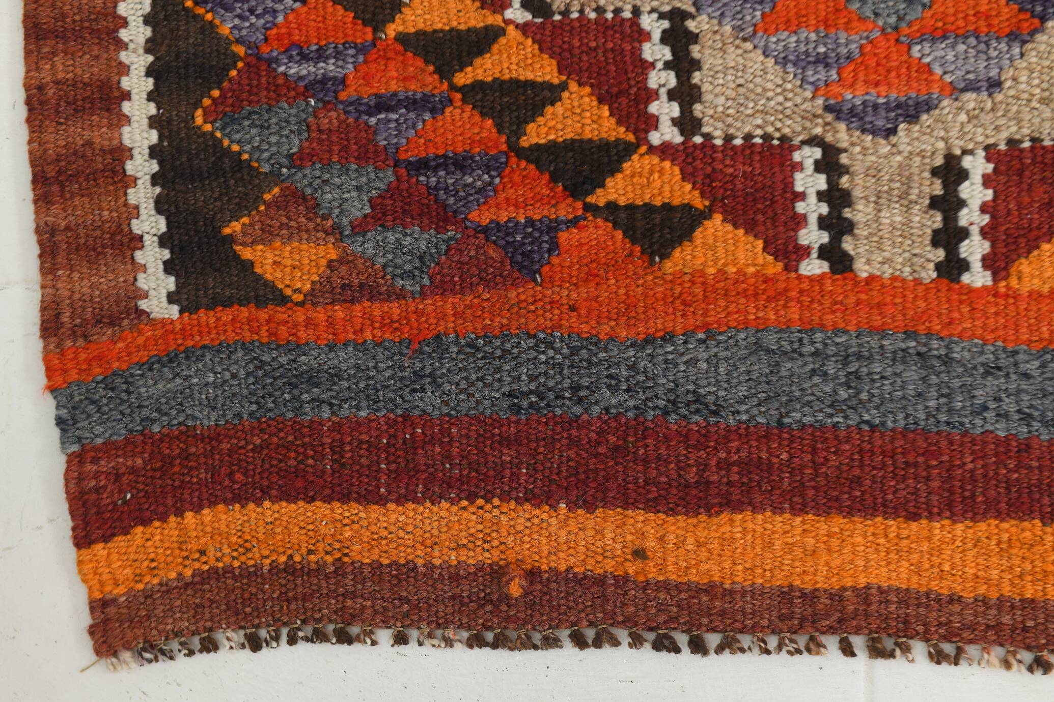 3x10 Red & Blue Kilim Runner Rug, 82x295Cm