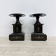 Antique French black marble cassoulets gilt decor pedestals neoclassical pair, 1900s