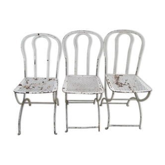 3 chaises de jardin en métal anciennes