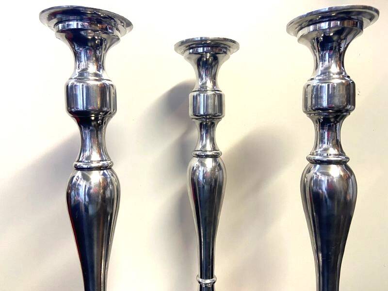 Set of Candle Holders Candelabra Torch Candle Holders Polished Brushed Aluminium