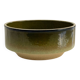 Large vintage ceramic bowl in olive green enamel - 1970s