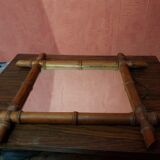 Ancien miroir bois style bambou décoration 40x46 vintage
