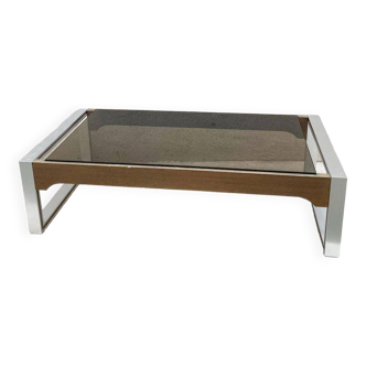 Table basse aluminium brossé et palissandre