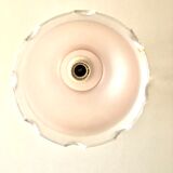 Suspension verre dépoli à volants rose nacré 1960