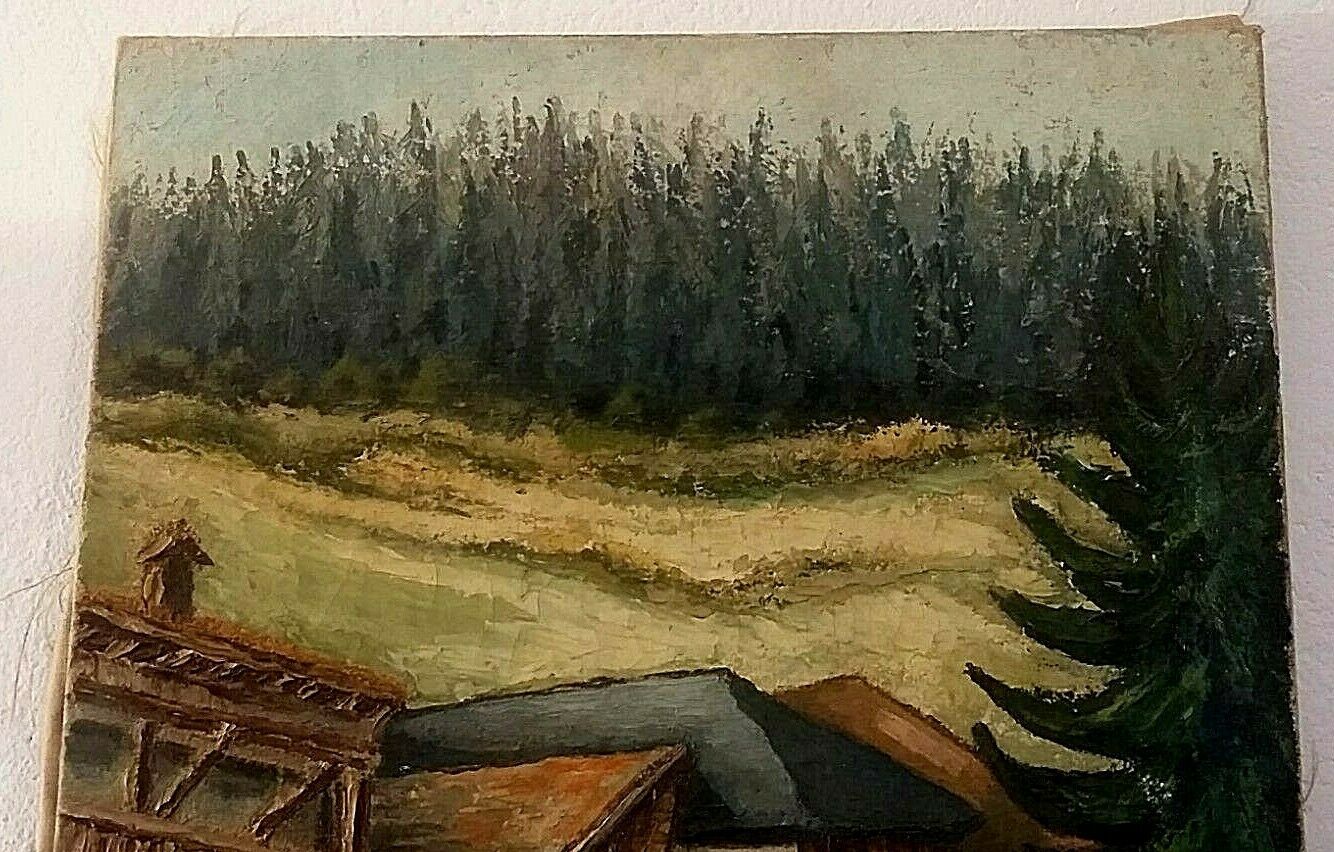 Painting painting Oil on canvas landscape mountain Mount Sapey Savoie