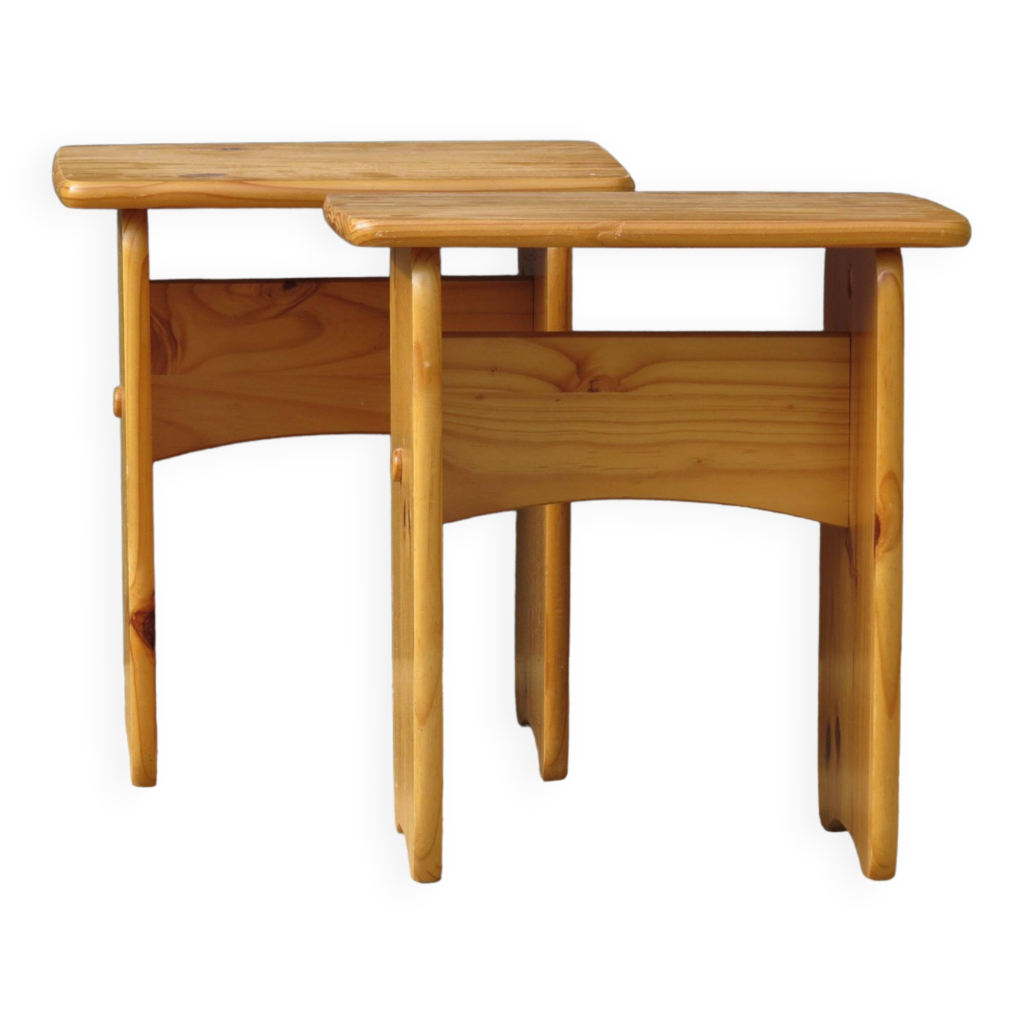 Pair of small pine tables
