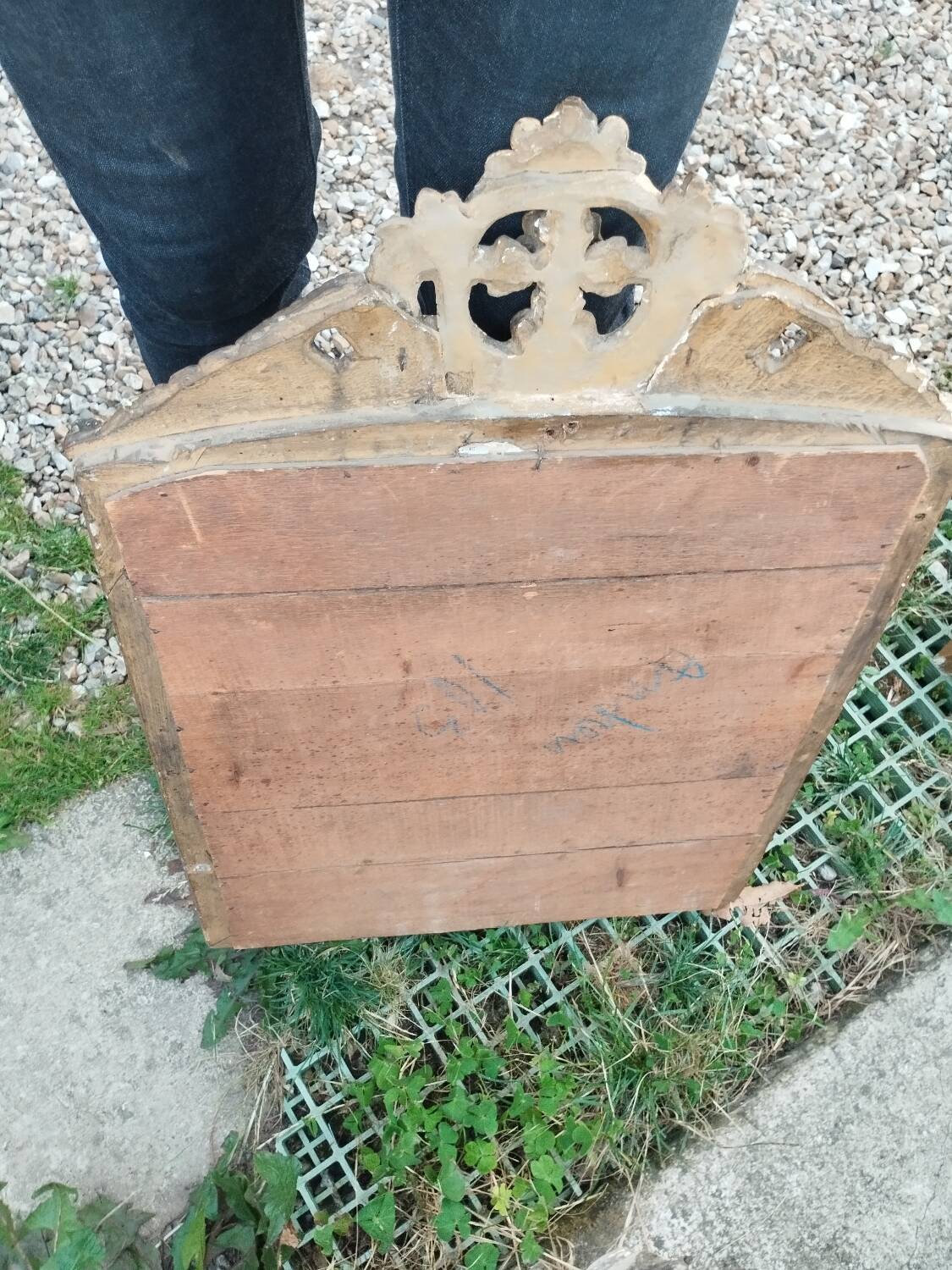 Antique Louis XVI style gilded wood mirror
