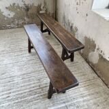 Paire de bancs en chêne massif