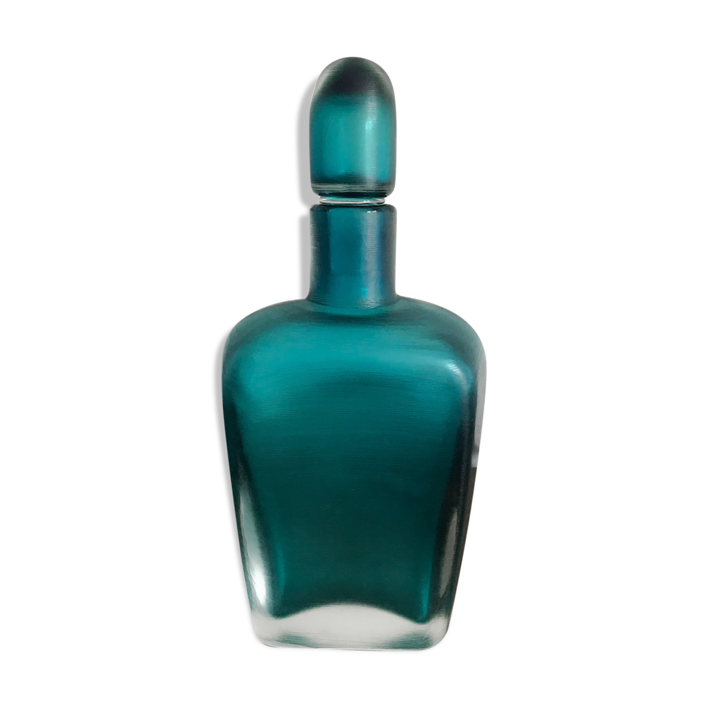 Italian venini murano blue glass bottle incisi serie 1981