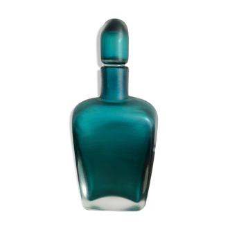 Italian venini murano blue glass bottle incisi serie 1981