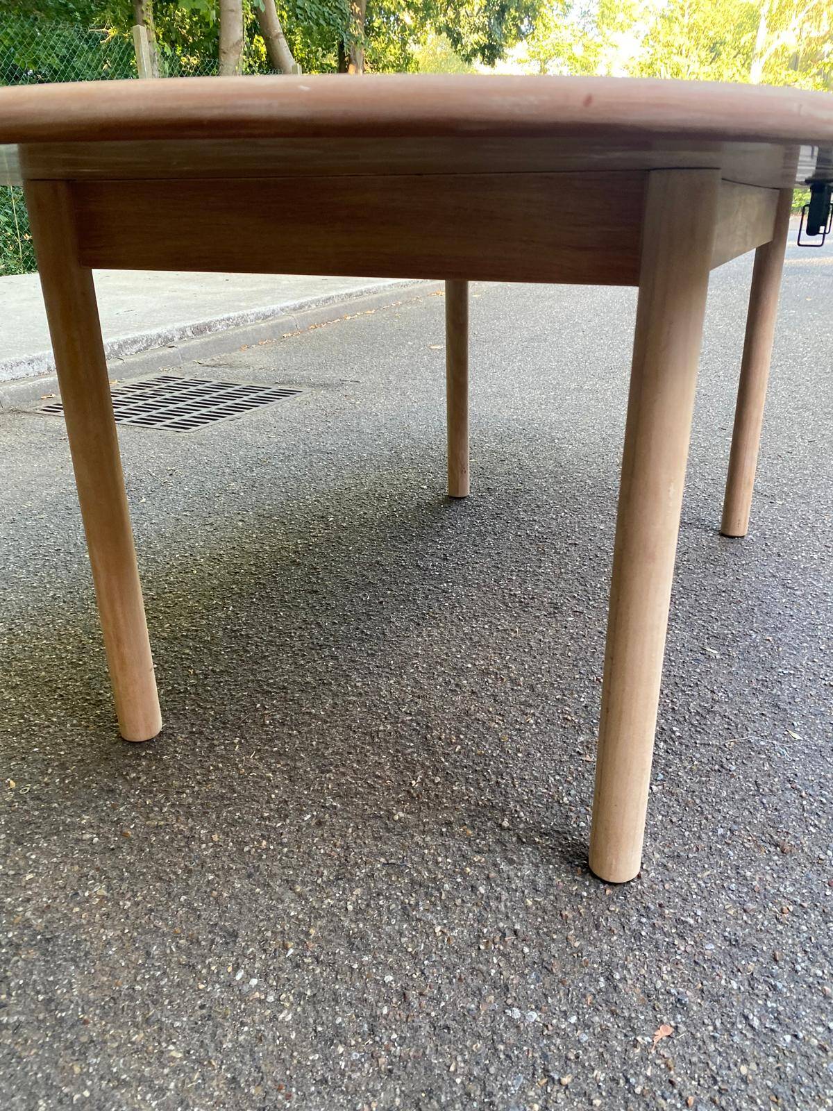 Renovated Scandinavian dining table in raw teak - Made in Denmark