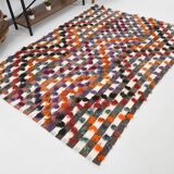 Polka dot wool vintage rug