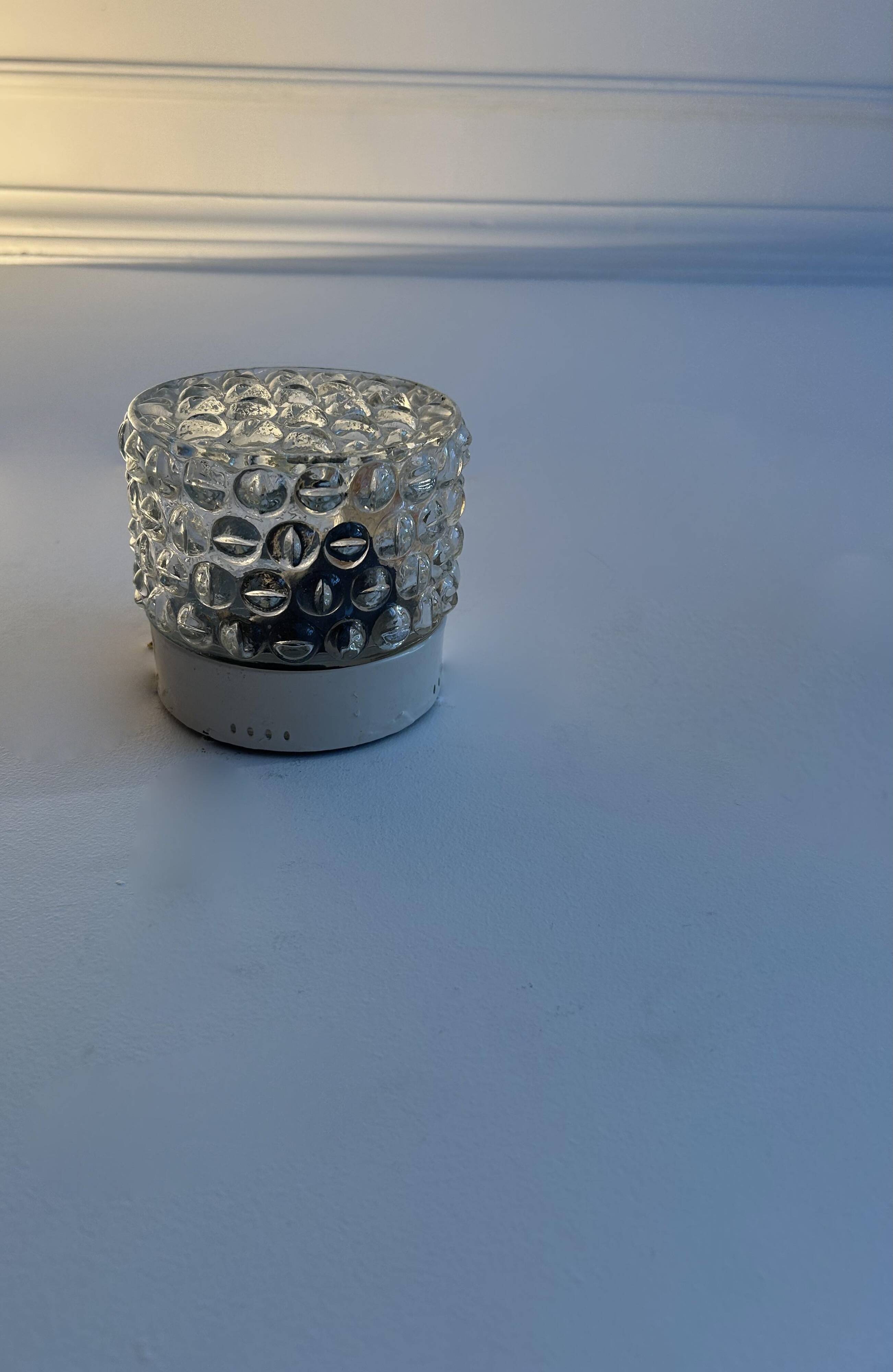 Pair of vintage wall lights, pressed molded glass, France 1960s