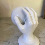 Ceramic hand and opaline sconce