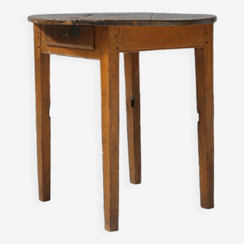 French round sidetable in oak with blue top and beautiful patina, ca. 1850