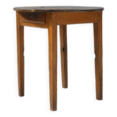 Table d'appoint ronde française en chêne avec plateau bleu et belle patine, ca. 1850