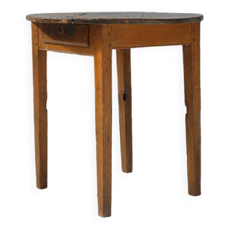 French round sidetable in oak with blue top and beautiful patina, ca. 1850