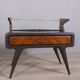 PAIR OF VINTAGE 1950S BEDSIDE TABLES IN WOOD AND GLASS, ITALIAN DESIGN