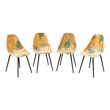 Suite de 4 chaises La Cigogne par René-Jean Caillette – Années 1950/60