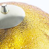 Vintage 1970's Brass and amber glass ceiling flush mount light, Germany