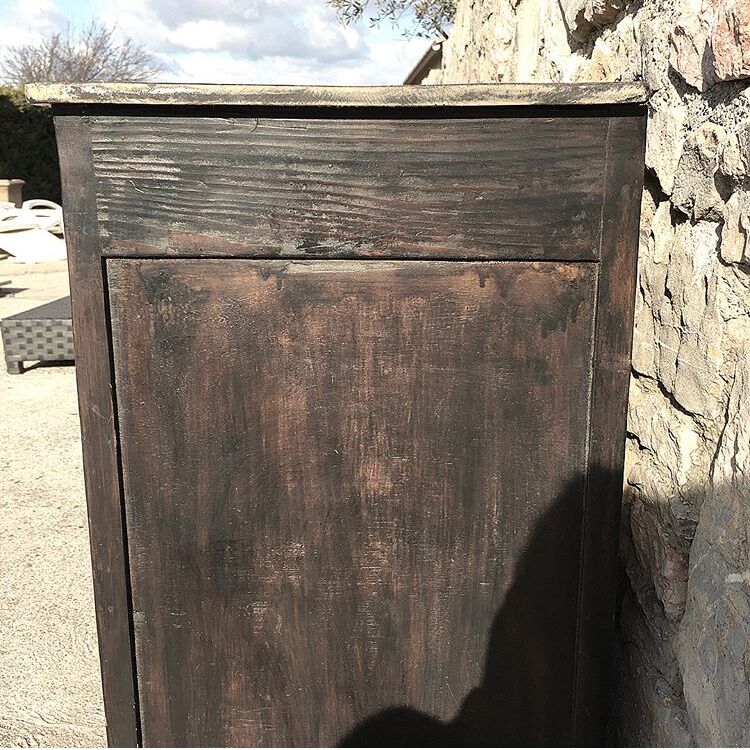 Old black buffet wood tray patina