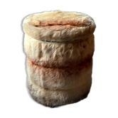 Pouf coffre cylindrique en fausse fourrure 1970
