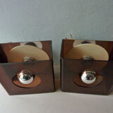 Pair of chromed metal and smoked plexiglass of the 1970s