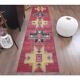 Vintage Turkish Oushak Handmade Wool Cotton Red Runner Rug 73x325
