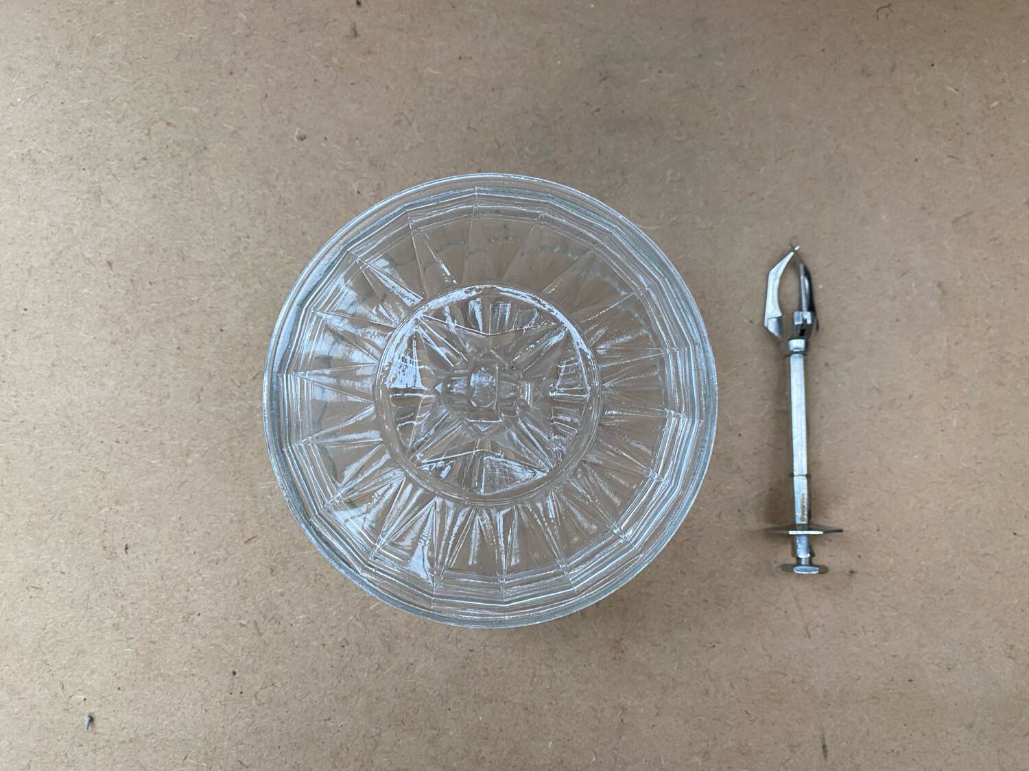 Old Molded Glass Candy Box + Sugar Tongs