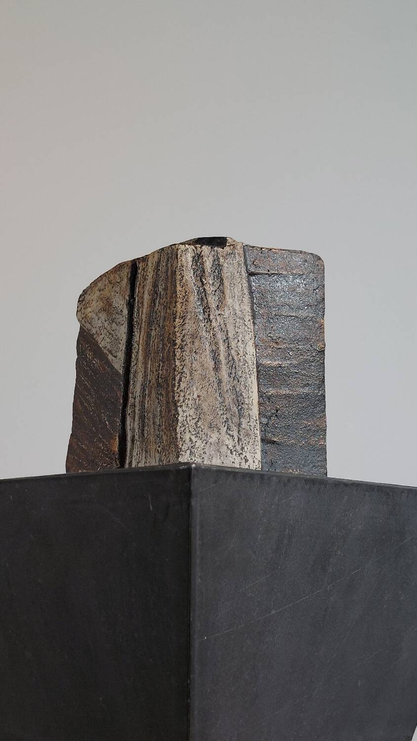 Rare cubist-painted artistic ceramic vase by Gerhard Liebenthron.