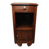 Ancienne table de nuit en bois et marbre