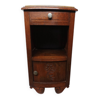 Antique wooden and marble nightstand