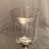 Glass photophore on high metal foot with silver patina