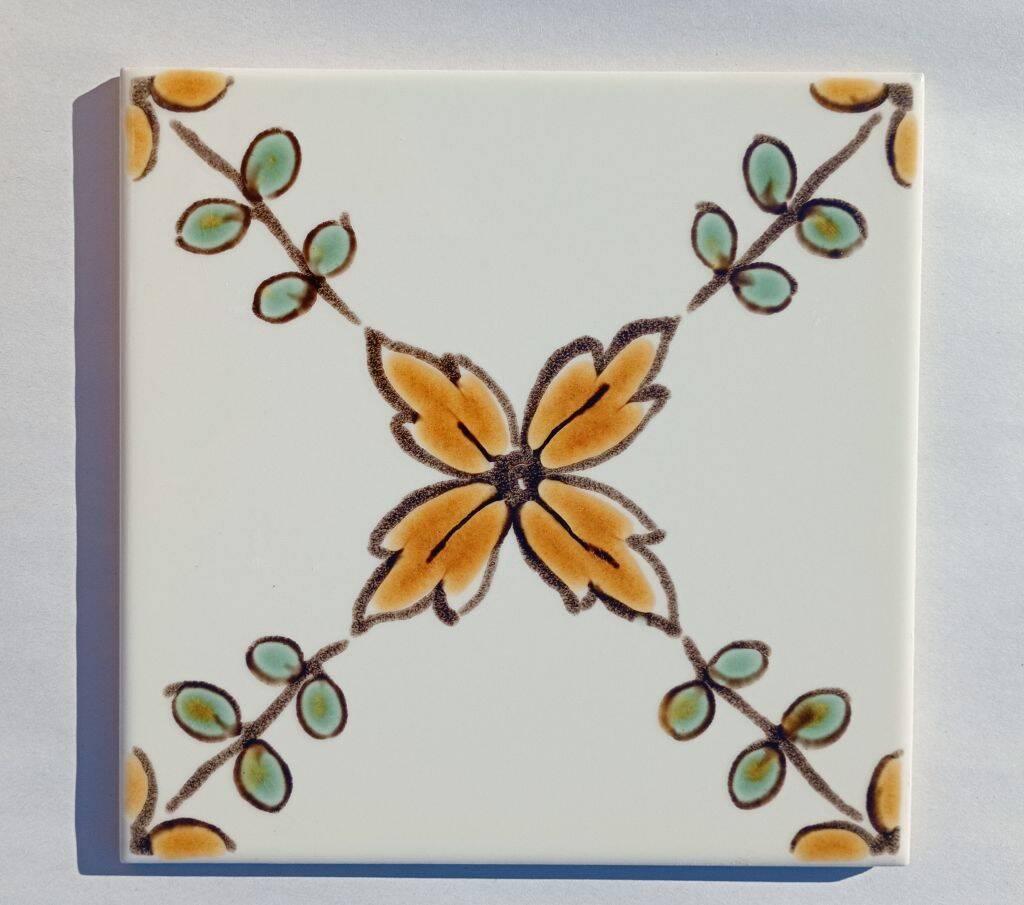 Set of 4 Vintage Portuguese Tiles 15x15 cm  Authentic Hand-Painted Majolica