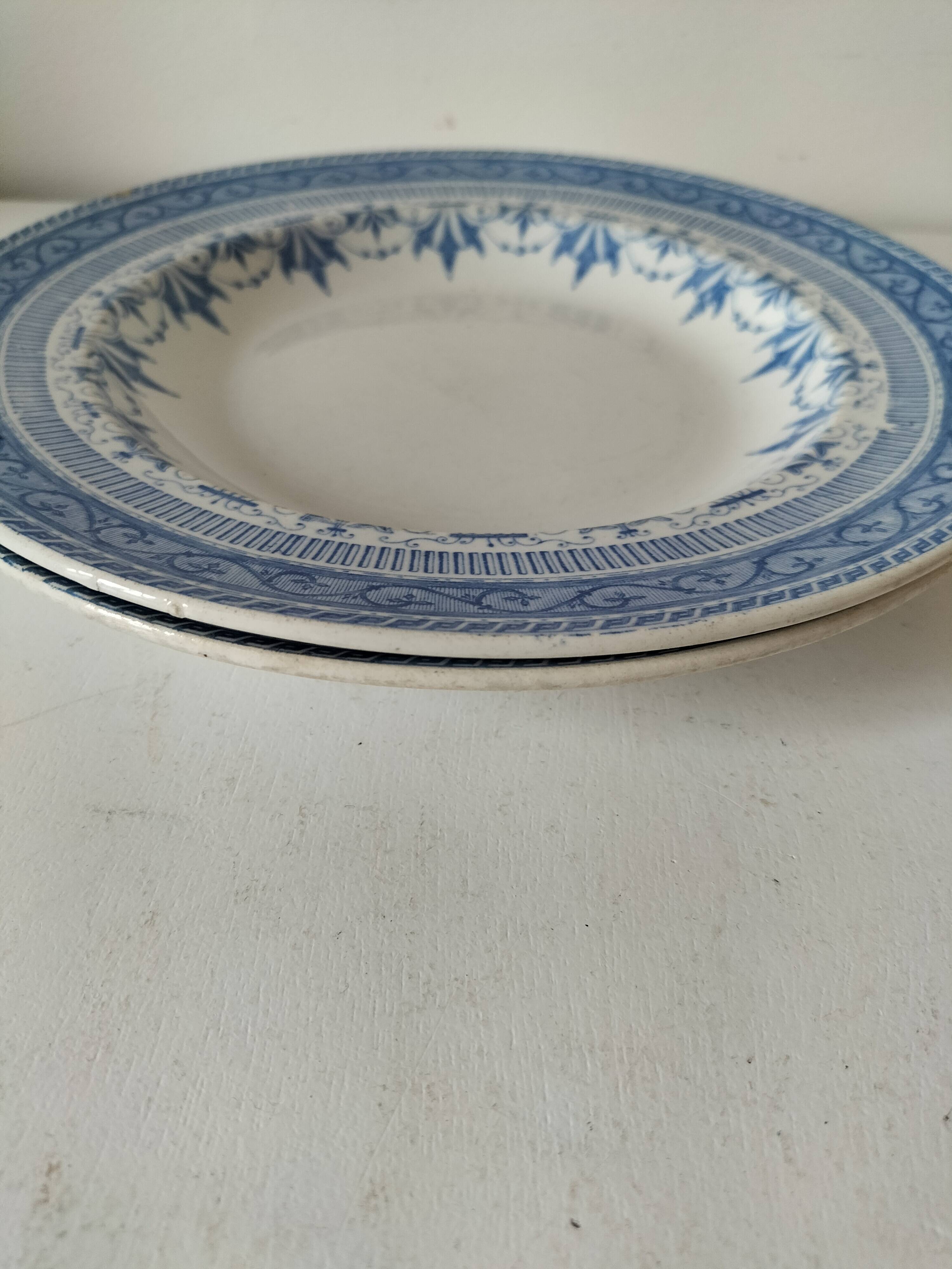 Pair of old Boulenger Choisy-le-Roi soup plates – Gallic decor