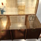 Old-time wooden travel trunk in brown
