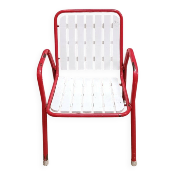Fauteuil de jardin enfant en métal rouge