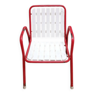 Fauteuil de jardin enfant en métal rouge