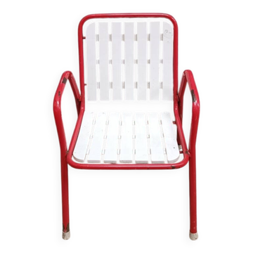 Fauteuil de jardin enfant en métal rouge